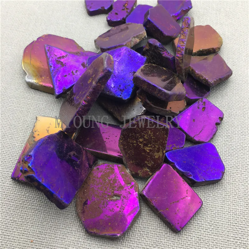 MY0109 (freeform purple crystal slice titanium Quartz, electroplated Quartz Gemstone Beads) (1)