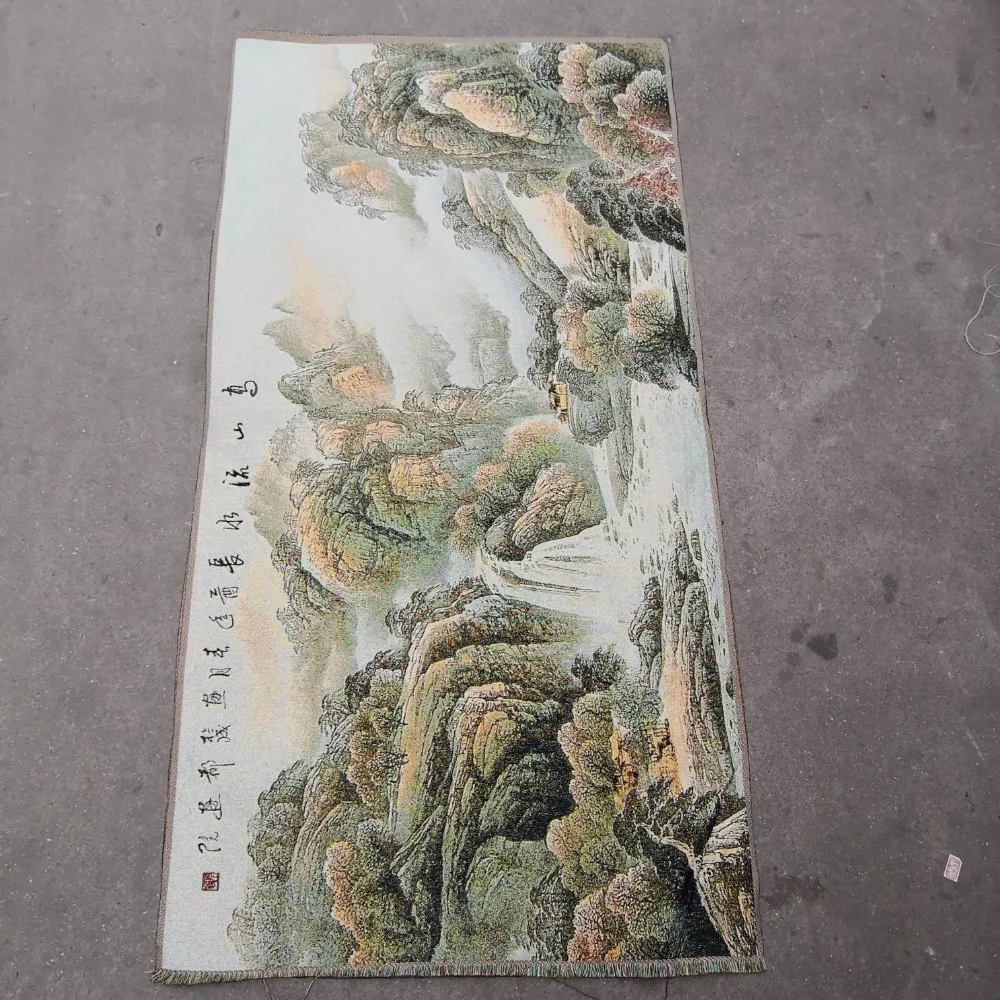 

China old silk like hanging painting Embroidery Landscape painting long 120cm