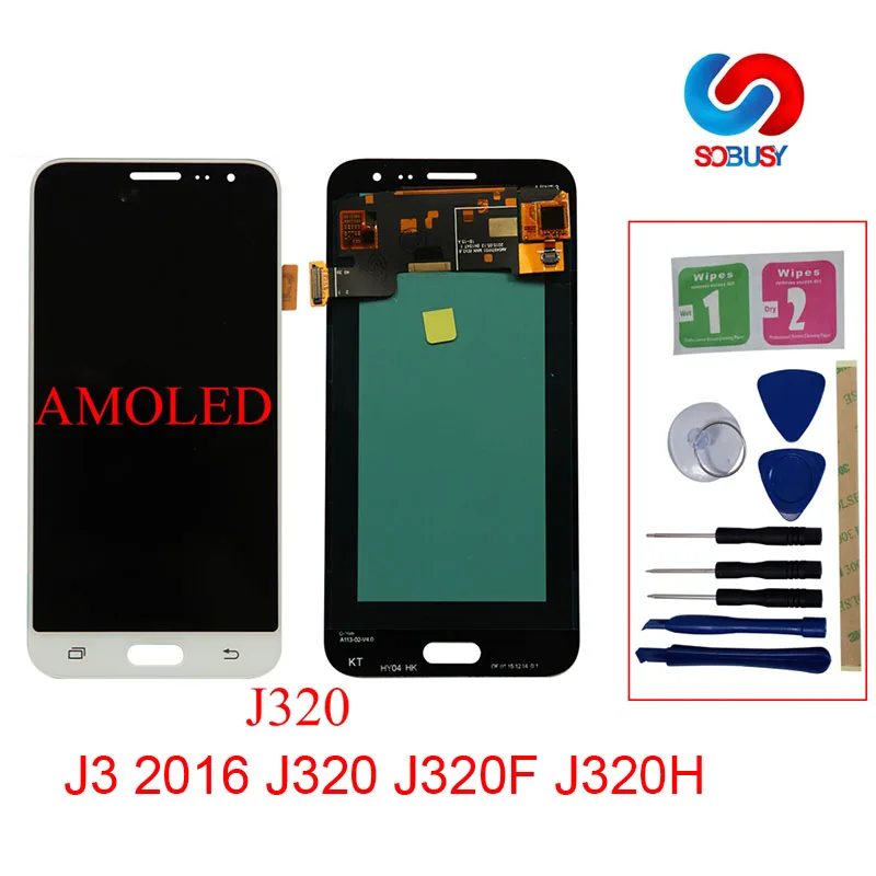 

100% Super AMOLED LCD For Samsung Galaxy J3 2016 J320 J320F J320H J320M J320FN LCD Display Touch Screen Digitizer Assembly Parts