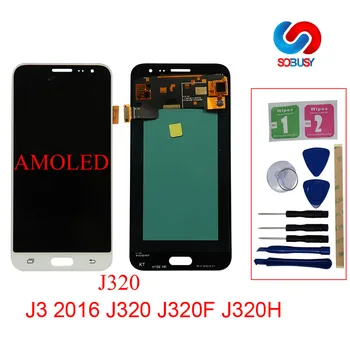 

100% Super AMOLED LCD For Samsung Galaxy J3 2016 J320 J320F J320H J320M J320FN LCDs Display With Touch Screen Digitizer Assembly