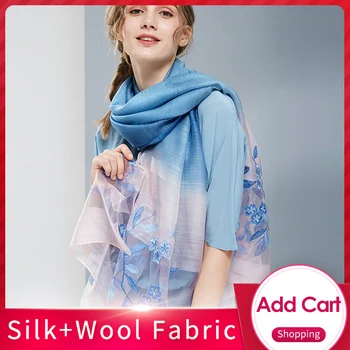 

Silk Wool Blending Scarf Women 2019 Brand Shawls and Wraps for Ladies Multifunction Embroidery Chiffon Silk Scarves