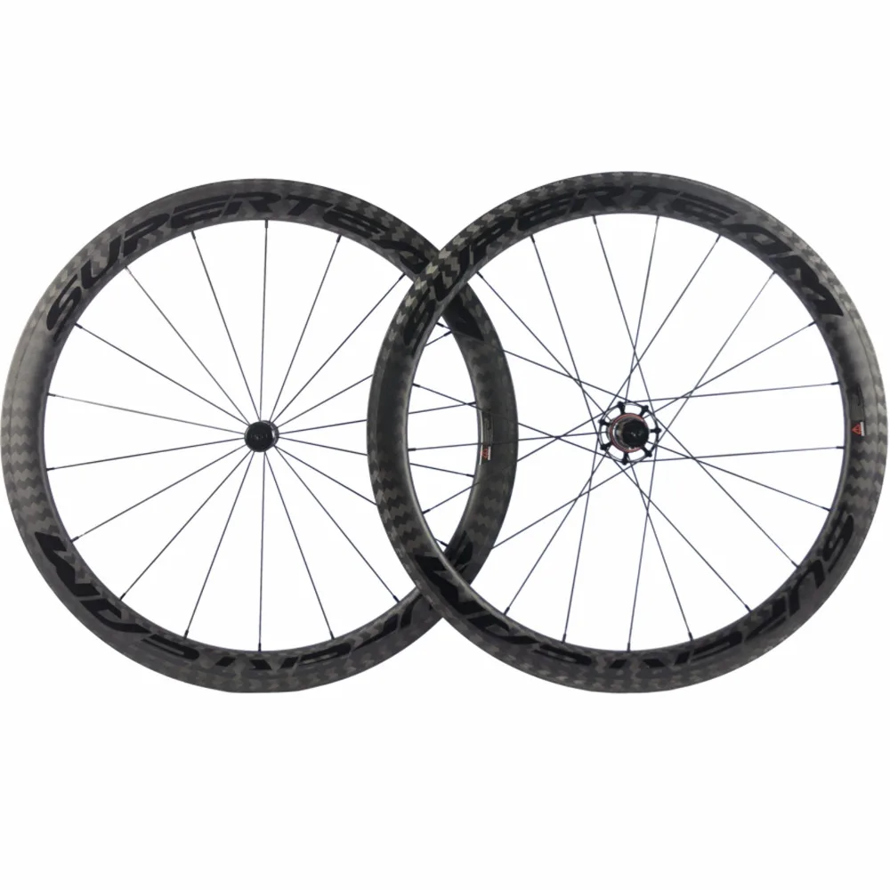 Flash Deal New Arrival Superteam 700C 50mm Clincher Wheelset 12K Twill Carbon Road Wheels Tubular with Taiwan Hub Pillar Aero Spoke 0