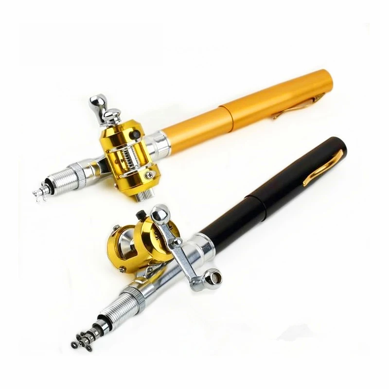 الصيد قضيب بكرة كومبو مجموعة البسيطة تلسكوبي المحمولة جيب + 1.6 متر القلم قصبة الصيد القطب + سبائك بكرة + السحر الطعوم + الرقصة خطاف أداة كيت