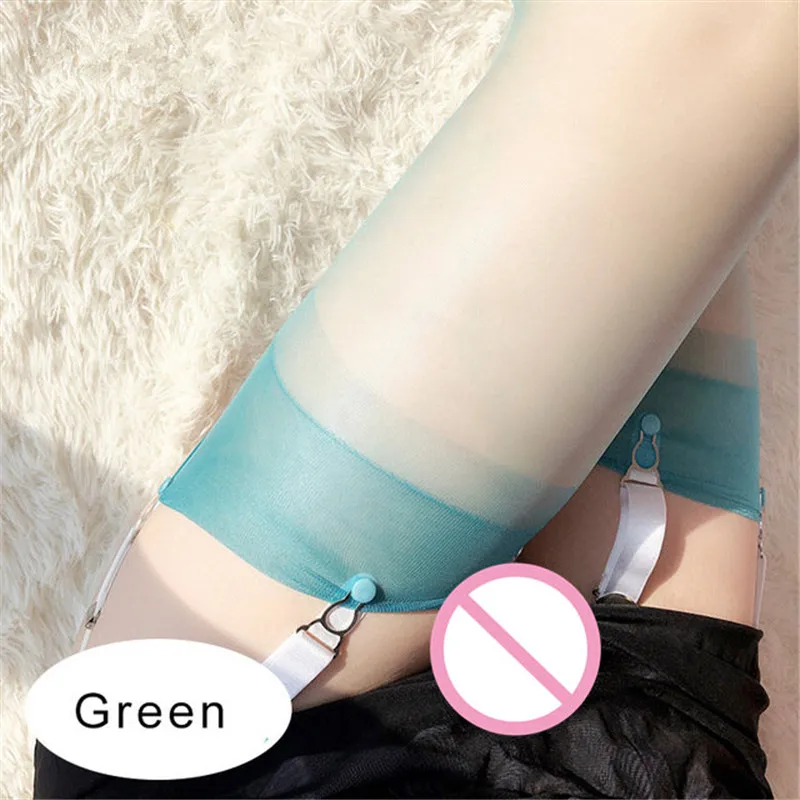 Сексуальные нейлоновые неэластичные чулки, 5D тонкие прозрачные чулки до бедра для женщин, сексуальное женское белье, 7 цветов, женские длинные Чулочные изделия - Цвет: Green