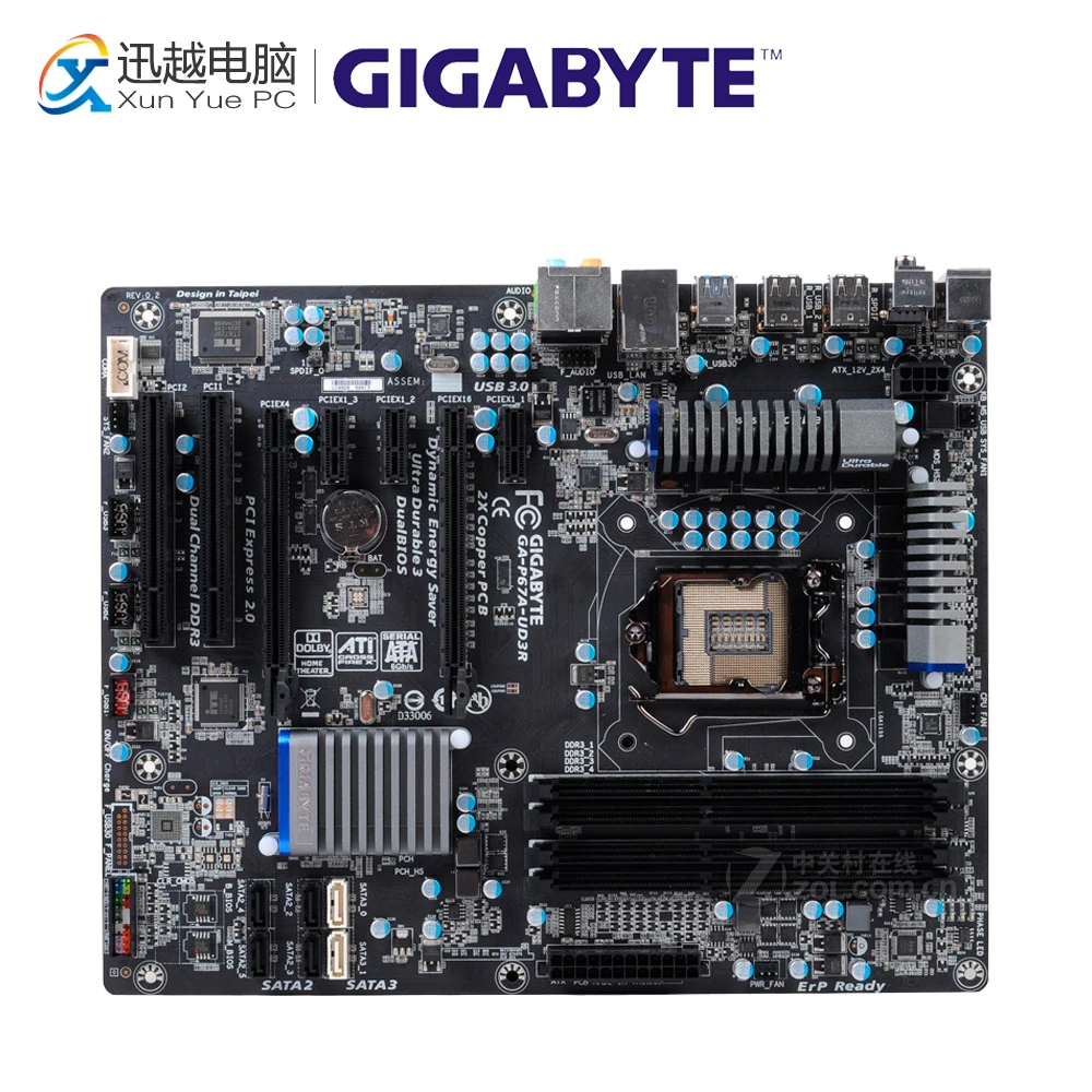

Gigabyte GA-P67A-UD3R Desktop Motherboard P67A-UD3R P67 LGA 1155 i3 i5 i7 DDR3 32G SATA3 ATX