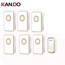 Золотой цвет кольцо колокольчик 6 приемников Вариант беспроводной дверной колокольчик набор 110-220 В дверной звонок Водонепроницаемый 300 м дверной Звонок