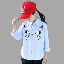 Abesay/Осенняя блузка для девочек; полосатая блузка с рисунком для девочек; школьные весенние рубашки для девочек-подростков; Одежда для девочек; От 4 до 12 лет