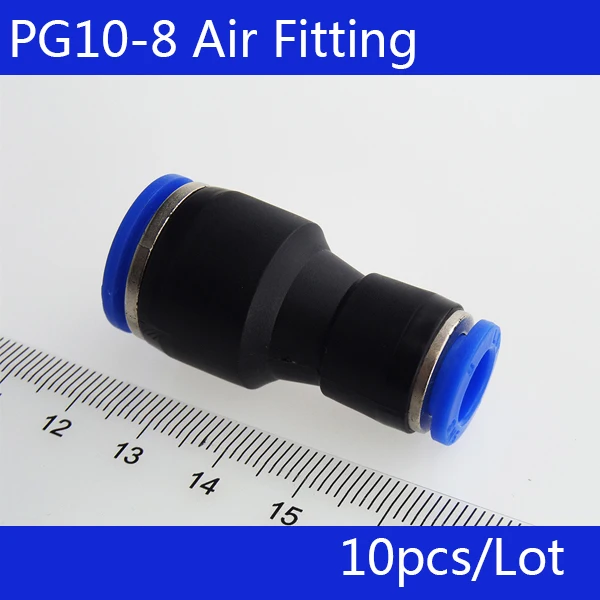 

Free shipping 10pcs PG10-8 Unequal Diameter Air Tube Fitting Straight Union,One Touch Push In Pneumatic Fitting Connectors