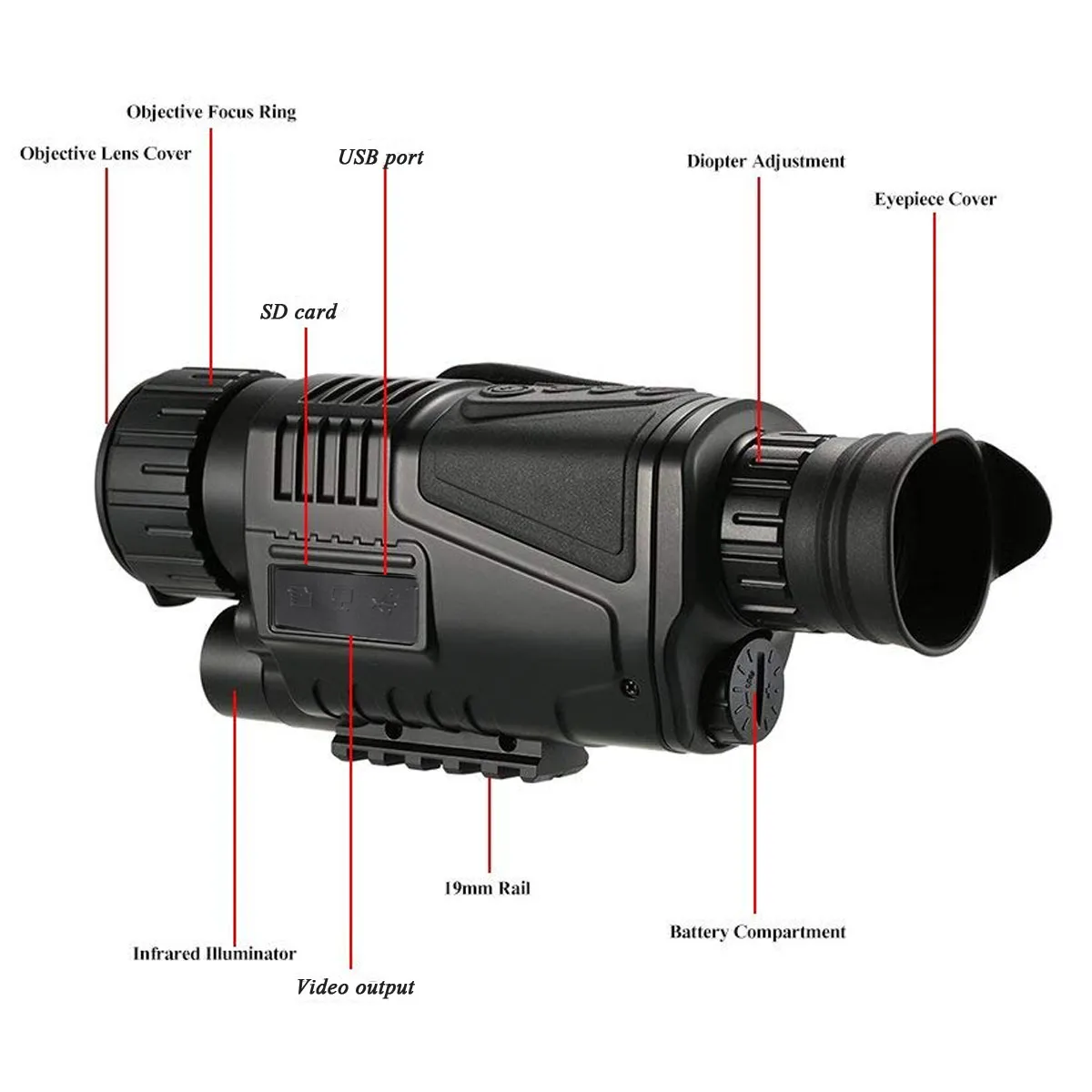 5x42 цифровой FMC Инфракрасный ночного видения Монокуляр очки Телескоп видео запись камера телефото поддержка Профессиональный Охота