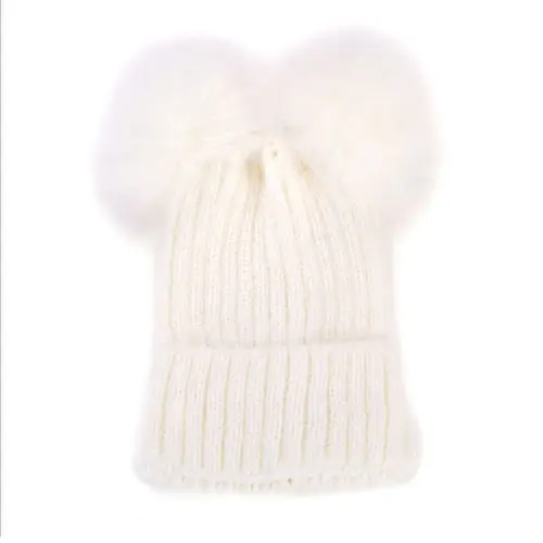 Милая теплая зимняя вязаная шапочка для маленьких мальчиков и девочек, шапка, вязаная крючком шайба для хоккея - Цвет: Белый
