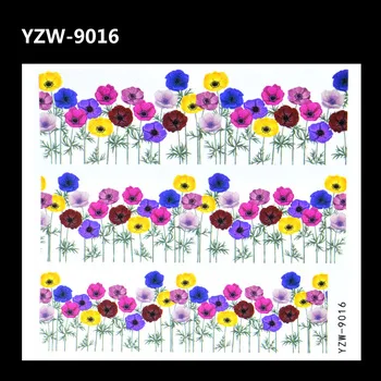 WUF 2017 Nail Design Water Transfer Nails Art Sticker Colored Flower Nail Wraps Sticker Watermark Fingernails Decals