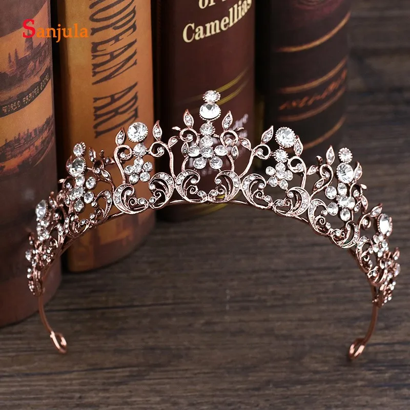 Винтаж Ретро барокко кристаллические коронки для невест, высоких причесок, тиара свадебное украшение на голову T015