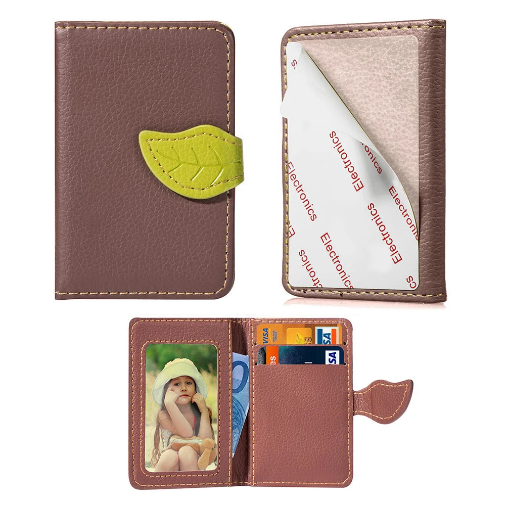 

Unisex Wallet Portable Phone Wallet Storage Back Adhesive Mobile Stick On Outdoor Card Holder Credit Case PU Leather Bags Purse