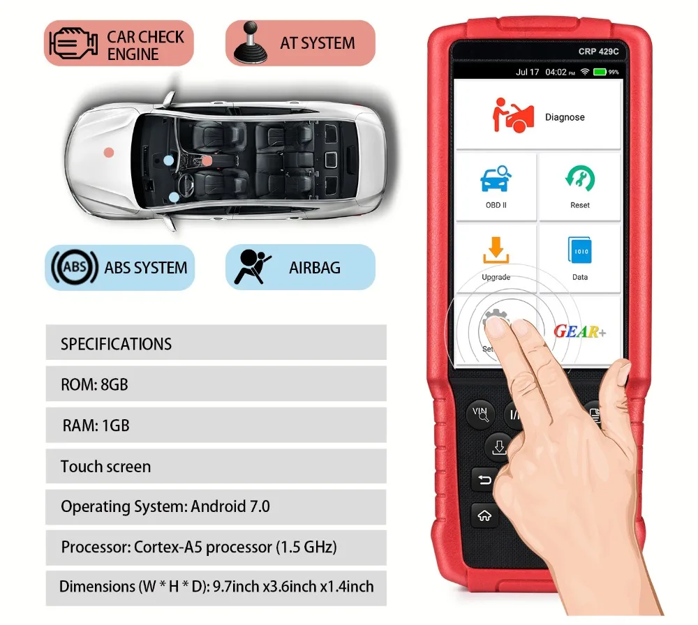 AUNCH X-431 CRP429C OBD2 ENG ABS подушка безопасности SRS на диагностический инструмент obdII считыватель кода DPF BMS EPB11 Функция сброса pk CRP129 CRP479