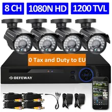 DEFEWAY 1080N 8-КАНАЛЬНЫЙ HDMI DVR 1200TVL 720 P HD Открытый Безопасности камеры Системы 8 Каналов Видеонаблюдения DVR Kit AHD Камеры набор