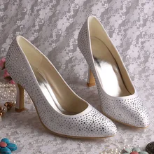 Custom Handmade Top Quality White Bridal Shoes Crystal Pointy Toe 9CM Heel