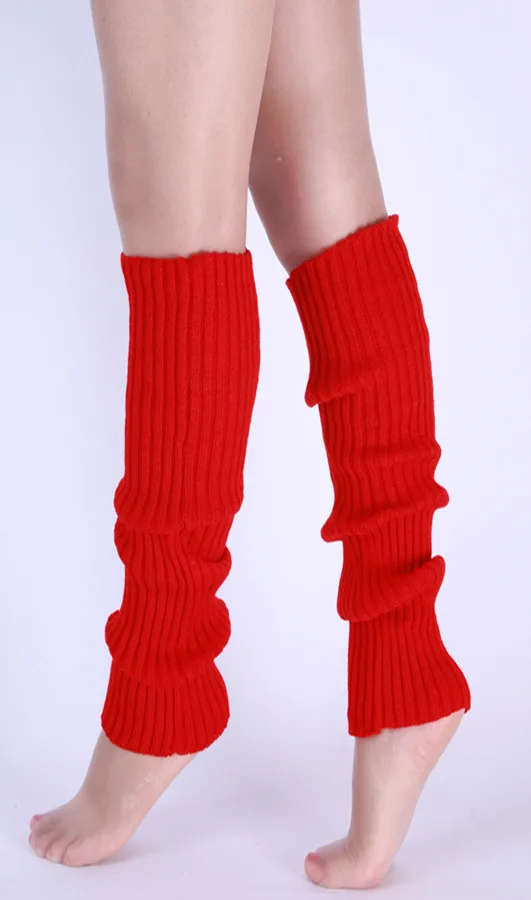 Женские гетры до колена, неоновые эластичные длинные вязаные зимние вязаные Модные женские гетры для танцев, однотонные Чулочные изделия, гетры, гетры - Цвет: red