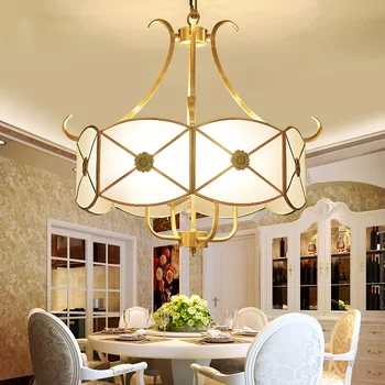 

European luxury pendant lights Modern LED living room pendant lamps bedroom Dinning room hanging lights villa Copper lighting