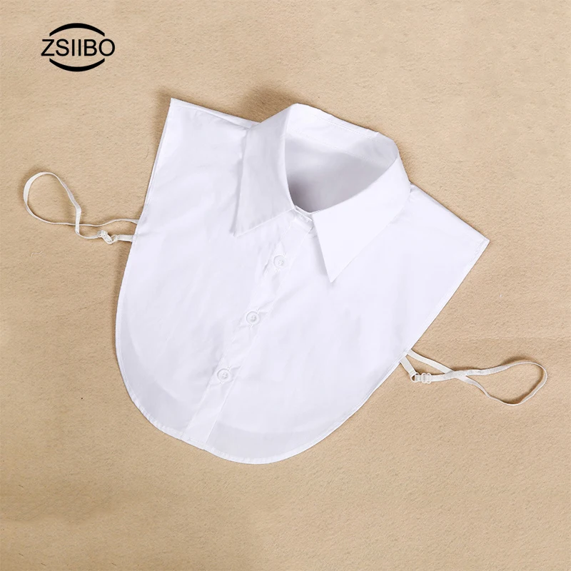 

Vintage Women Chiffon Blouse Shirt Fake Collar White And Black Tie Detachable Collar Lapel Chiffon Blouse Top Women Clothes