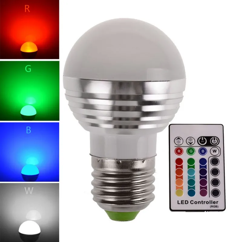 

RGB LED Spotlight Bulb 85V- 265V With IR Remote Controller Holiday Lamp Decorative Night light 1Pcs Lovely 16 Colors Changeable