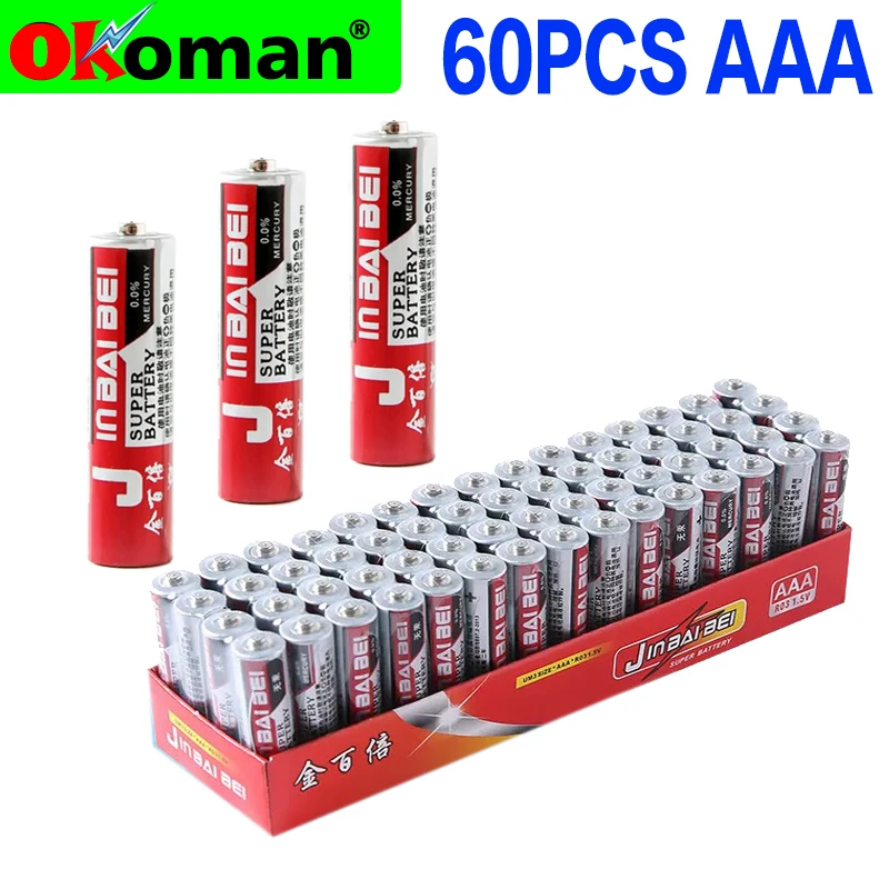 

60PCS 1.5V AAA Battery 3A Carbon Dry Batteries Safe Strong Explosion-proof 1.5 Volt AAA Battery UM4 Bateria No Mercury
