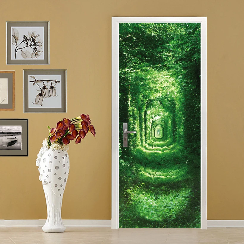 3D принты зеленый прохода плакат ПВХ водонепроницаемый весь дверной стикер креативные наклейки Наклейка на дверь DIY фреска спальня домашний декор