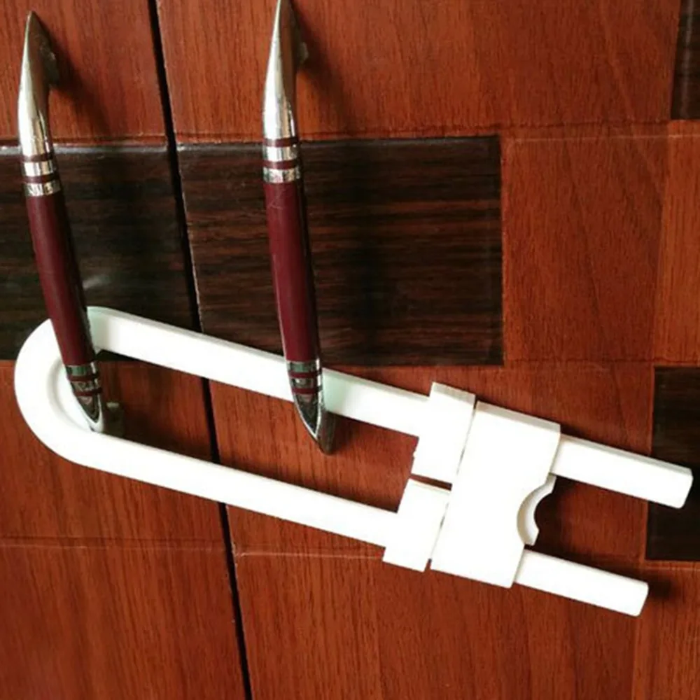 U Shape Lock Child Kitchen Cabinet Cupboard Slide Lock Child Baby Door Handles Safety Sliding Safe Furniture Protect