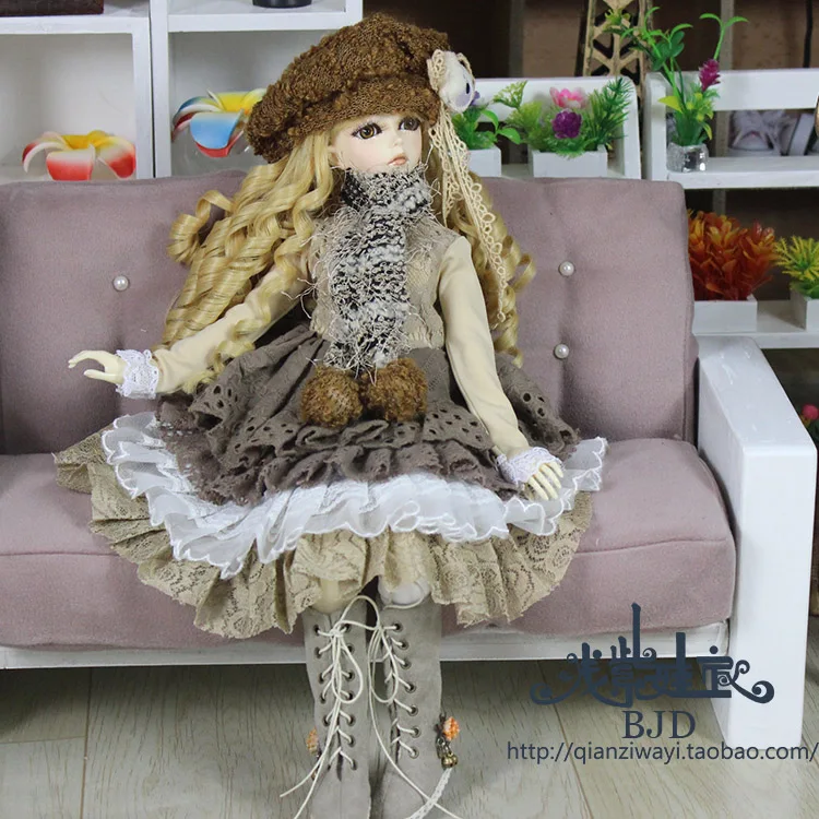 1/4 1/3 шкала BJD платье+ носки+ шапка+ шарф Набор для BJD/SD аксессуары для кукольной одежды, в комплект не входят кукла, обувь, парик и аксессуары 1528