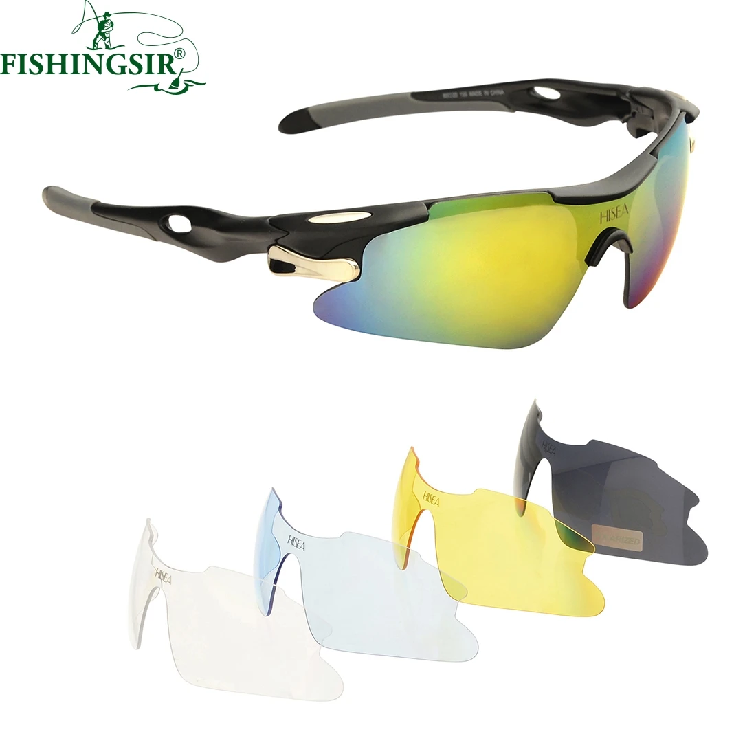 Polarized UV400 Sport Sunglasses w/ 5 Interchangeable Lenses Men Women Fishing Cycling Camping