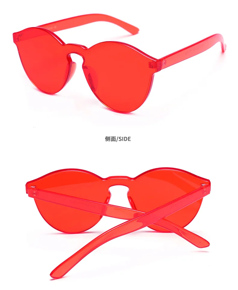 Ретро Круглые женские солнцезащитные очки без оправы,, высокое качество, красные, желтые, фиолетовые, фиолетовые, оранжевые, большие, без оправы, женские солнцезащитные очки - Цвет линз: c6