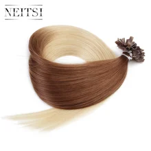 Neitsi Straight Indian Keratin Human Fusion Hair Nail U Tip 100% Remy Human Hair Extensions 20″ 1g/s 50g Ombre Color