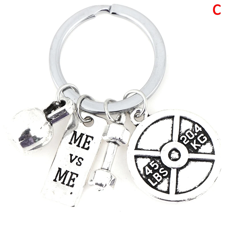 1pc Fashion Barbell Dumbbell Fitness Gym Keychain Pendant Keyrings Sport Accessories