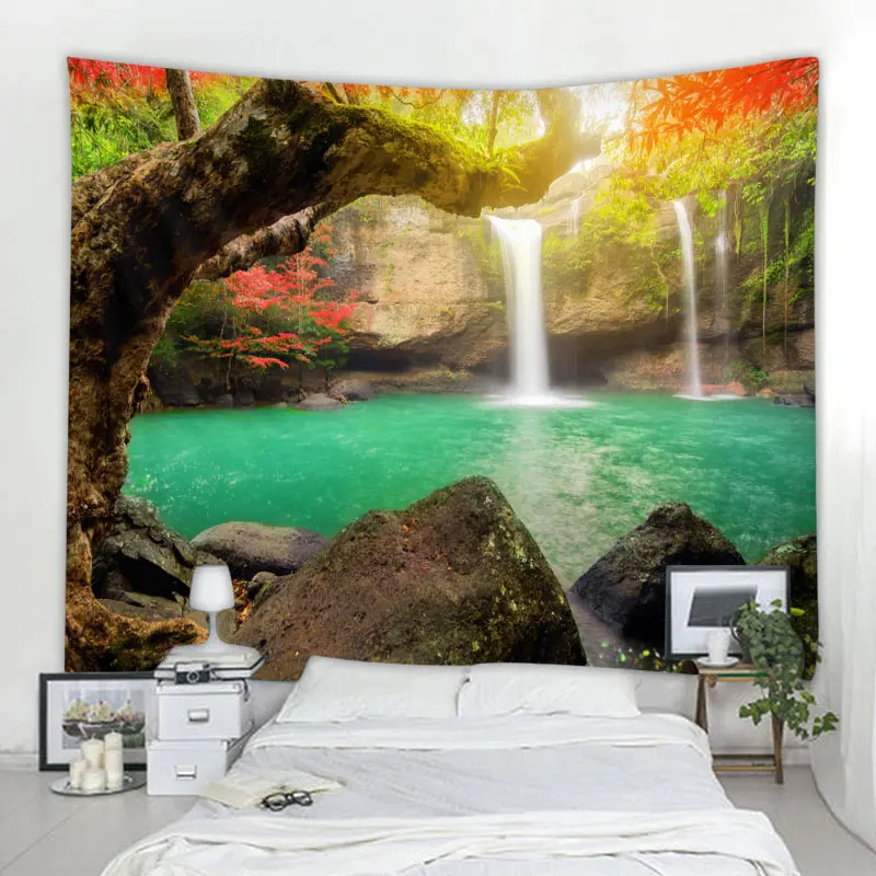 Мода гобелен узор красивый лесной водопад декоративный гобелен Home Decor предметы интерьера на стену висит для Гостиная