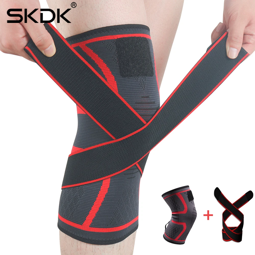 

SKDK 1PC Dual-use Pressurized Knee Pads Strap Removable Knee Brace Support Crossfit Fitness Running Sports Knee Protector