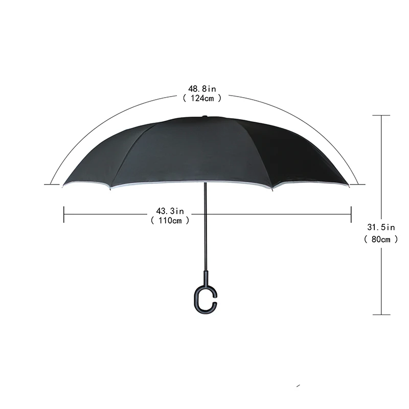 Double Layer Inverted Inverted Umbrella Is Light And Sturdy Chinese Ink Water Landscape Painting Reverse Umbrella And Windproof Umbrella Edge Night R