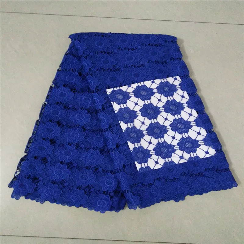 

African lace fabric 2018 high quality lace guipure african lace fabrics high quality royalblue cord guipure lace KC5-41