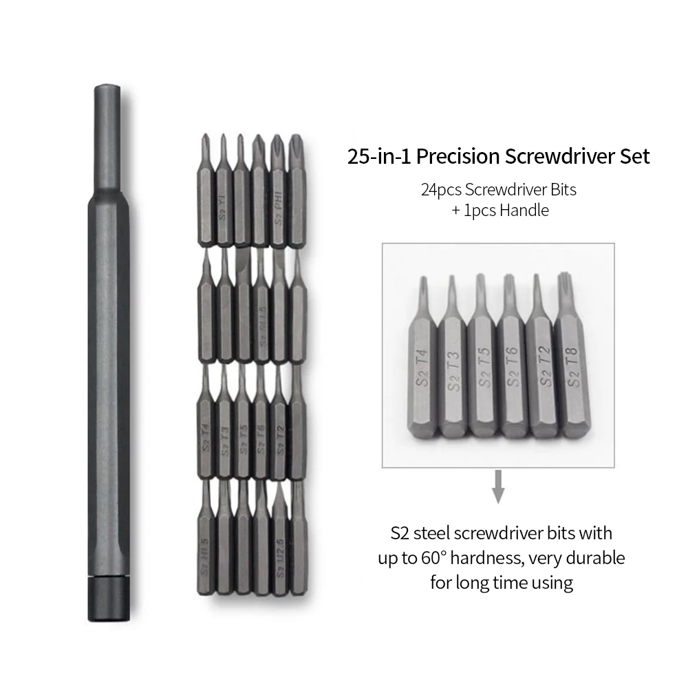

Screwdriver Bit Set Precision Screwdriver Set + 24 Bits & Carry Case Mobile Phone Repairing Tool Kit for Laptop Tablet Watch