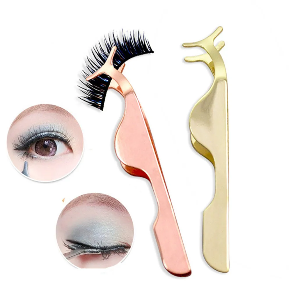 1pc Eye Lash Applicator Rose Gold False Eyelash Tweezers