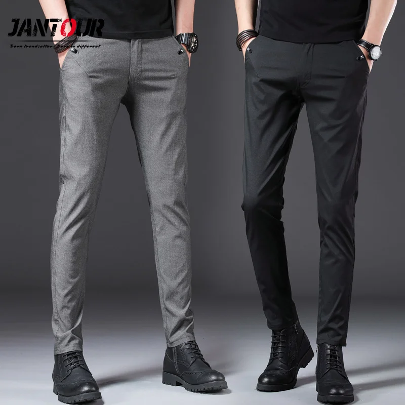 

2019 New men's solid color Men Pants High Quality Casual Pants Stretch trousers male long Straight 3 color Plus size pant 28-38