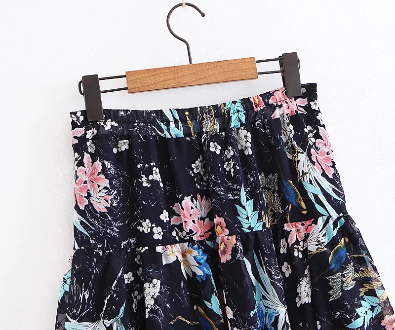 VOGUEIN Новая Женская Асимметричная шифоновая юбка миди с цветочным принтом XL 2XL 5 размеров