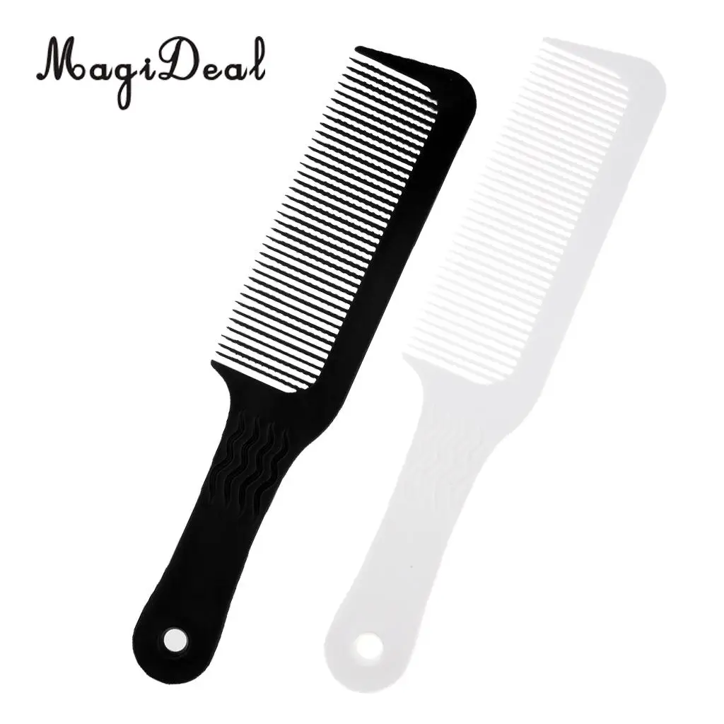 2pcs Plastic Clipper Barber Hair Cutting Styling Combs for Blending Tapering Flat Tops- 9.3inch Black White