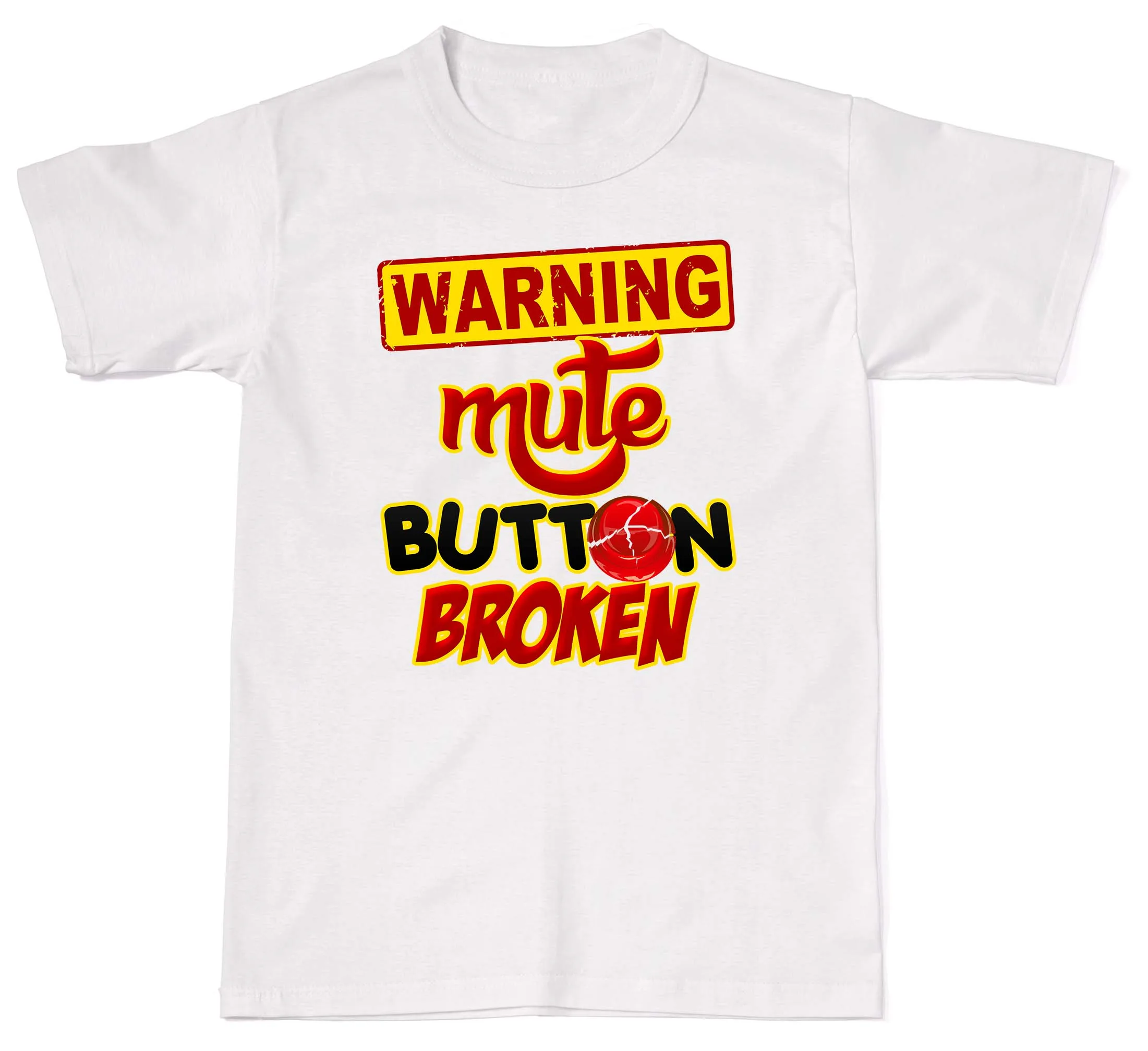 

2019 Summer Fashion Men O-Neck T Shirt Warning Mute Button Broken Loud Cute Mens Womens Cotton T-Shirt T shirt