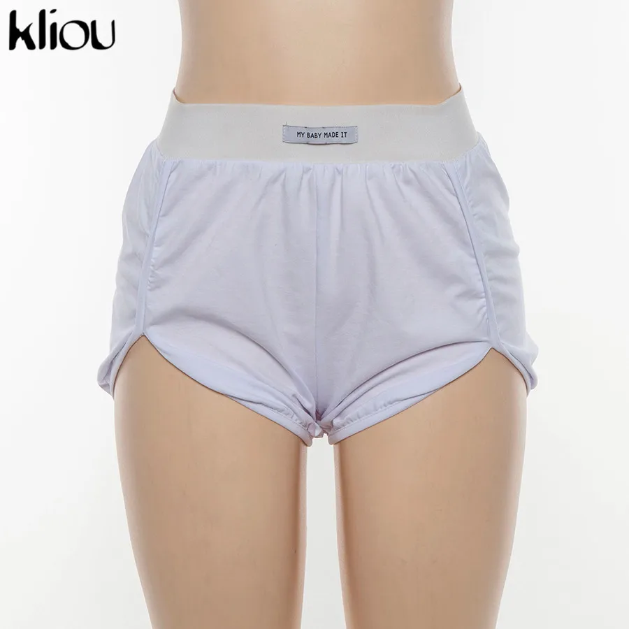 Kliou women casual cotton shorts elastic waist short bottom summer girls cute shorts women street fashion short trousers