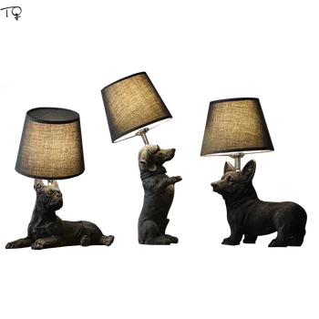 

Led Nordic Cute Puppy Table Lamp Design Bedroom Bedside Living Room Children's Room Decorative Desk Lights Resin Animal Fixtures
