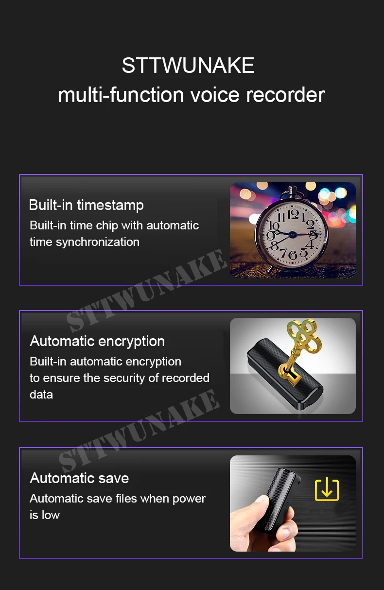  STTWUNAKE Mini nascosta Audio Voice Recorder 600 ore di registrazione Magnetica professionale HD Di