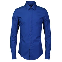 Стиль китайский стиль Мужская блузка с длинными рукавами стилист волос стилист Мода Повседневная простая синяя рубашка