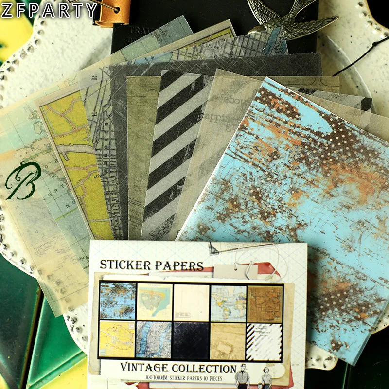 

ZFPARTY Vintage Collection Map Background Stickers for Scrapbooking Happy Planner/Card Making/Journaling Project Style B