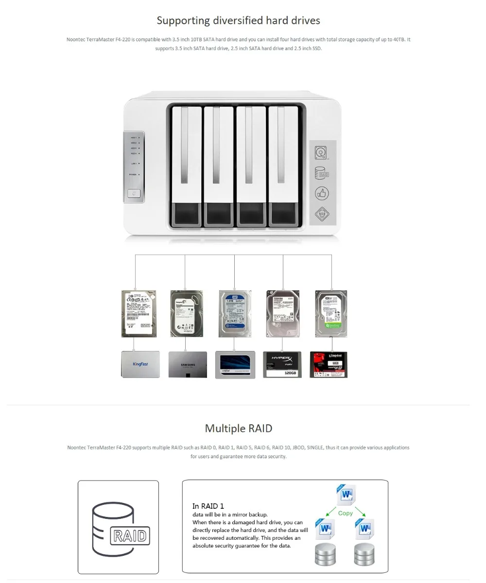 3," /2,5 дюймов 4Bay HDD NAS для дома/Офисная Облачное хранилище 2,4 ГГц Процессор 2G DDR3 100 МБ/с. с функцией RAID Поддержка для самбы/AFP/NFS/FTP