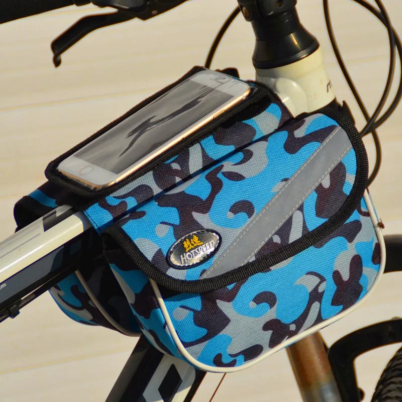 

Outdoor Mountain Road Bike Bag Bicycle Front Tube Bag Cycling Phone Touch Screen Pouch Pannier Bike Bags