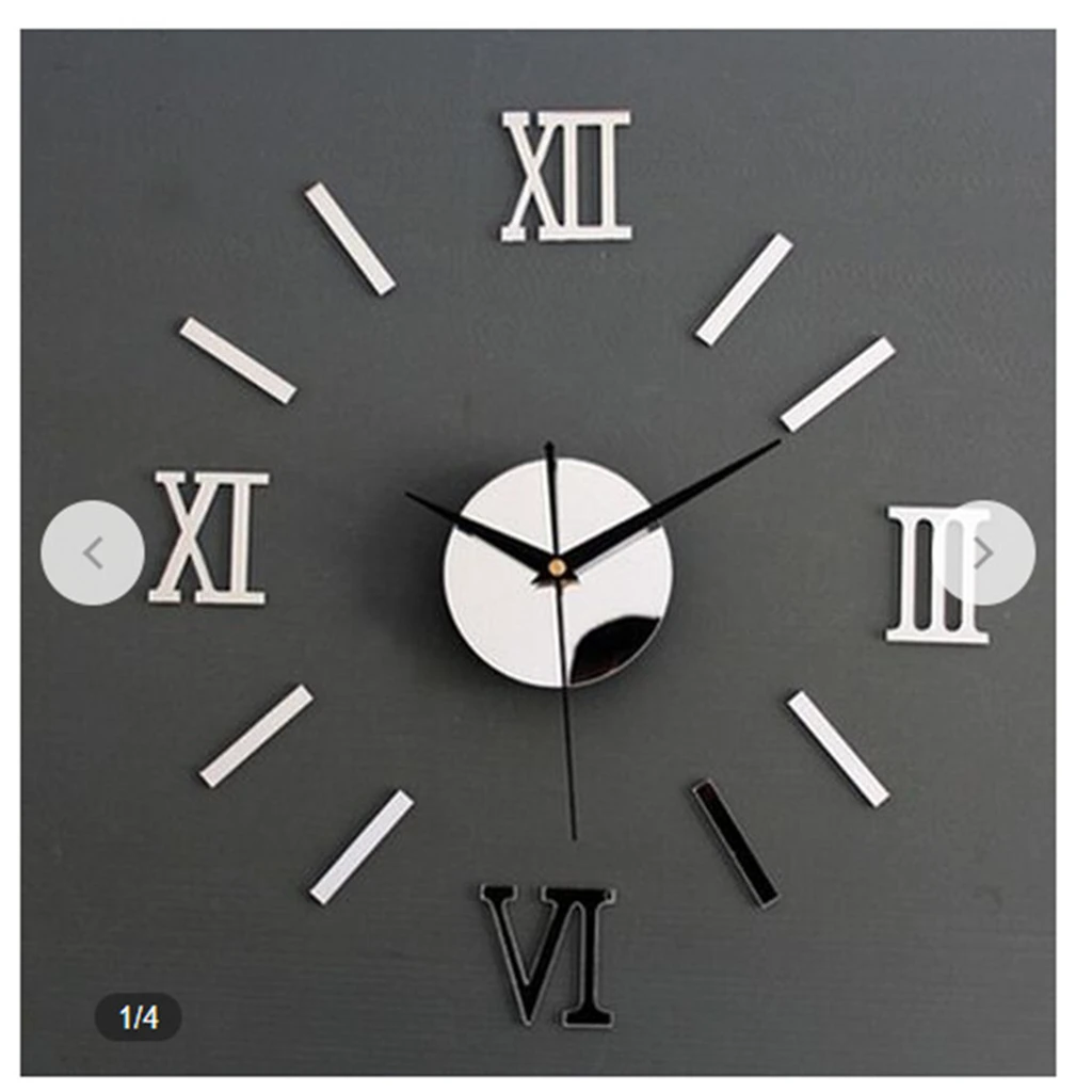 1pc Acrylic Wall Clock DIY Mute Mirror Clock Mirror Sticker Living Room Decor 3D Roman Numbers Clock Home Interior Decor 3Choice
